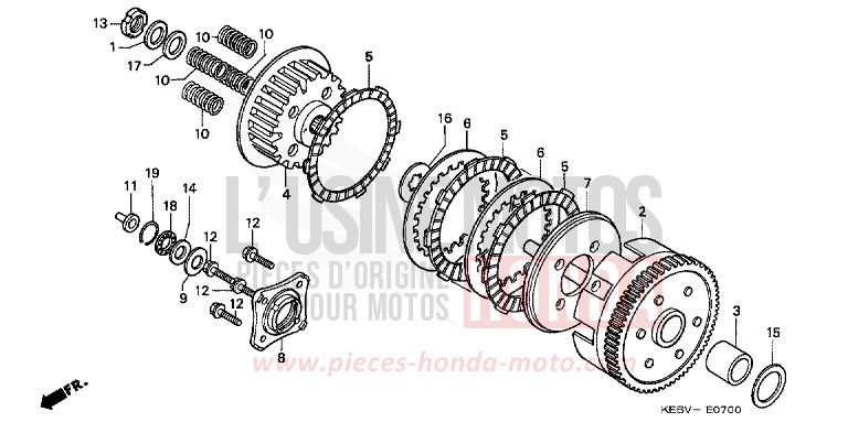 EMBRAYAGE de CA125 REBEL MAGNA RED (R201) de 1997